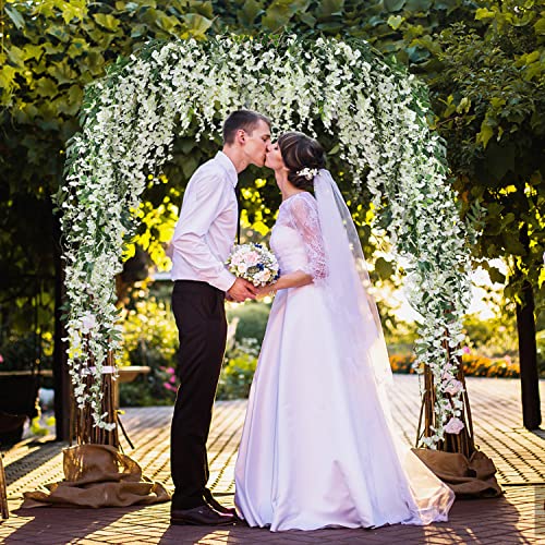 JUSTOYOU 3PCS 7FT 12 Stem Artificial Wisteria Vine Garland Fake Flower Wisteria Garlands for Outdoor Indoor Wedding Wall Badroom Decoration(White) - Image 2