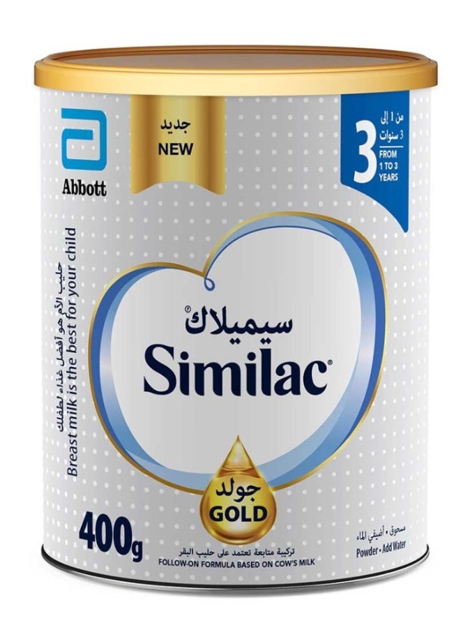 Similac Gold 3 Growing-Up Milk Formula 400g | Advanced Toddler Nutrition for 1-3 Years