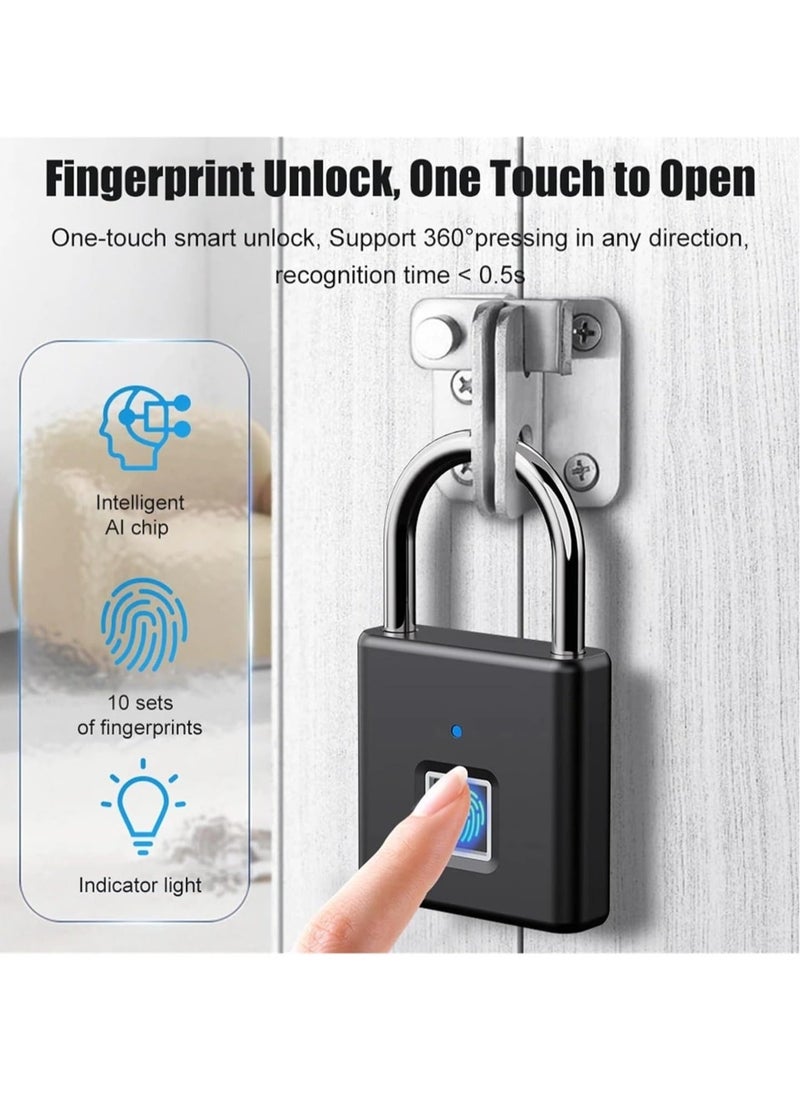 Generic - USB C Rechargeable Fingerprint Smart Padlock – Keyless Portable Lock for Bags, Drawers, Suitcases, and Gyms (4-Pack, 43x13x41.5mm) - Image 1