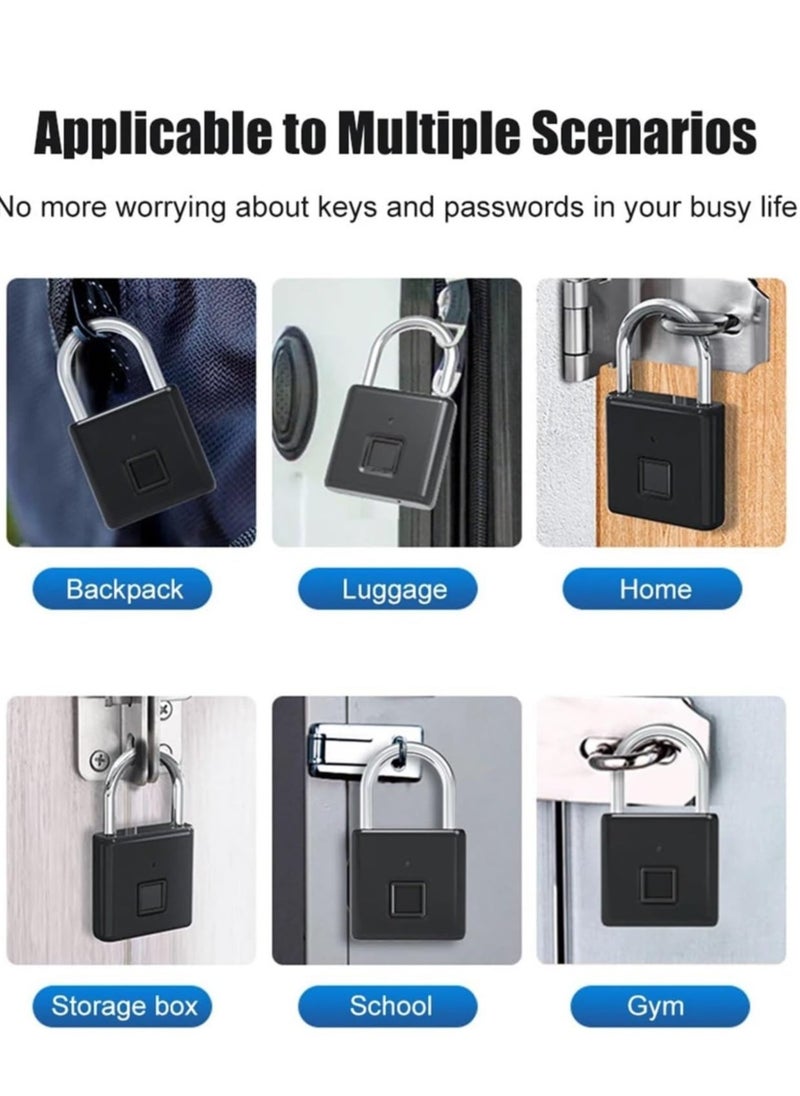 Generic - USB C Rechargeable Fingerprint Smart Padlock – Keyless Portable Lock for Bags, Drawers, Suitcases, and Gyms (4-Pack, 43x13x41.5mm) - Image 1