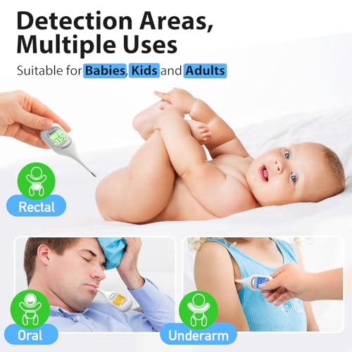 Boncare 9 Seconds Basal Body Thermometer for Ovulation, Oral Thermometer for Adults and Kids - Accurate Rectal Thermometer, with Fever Alarm and Large Display (Rice-White) - Image 4