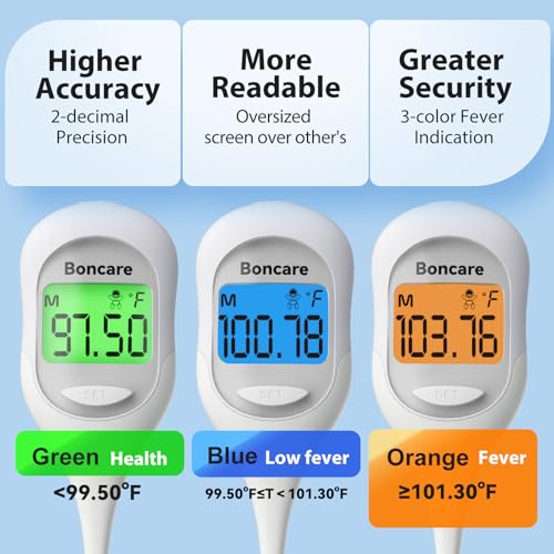 Boncare 9 Seconds Basal Body Thermometer for Ovulation, Oral Thermometer for Adults and Kids - Accurate Rectal Thermometer, with Fever Alarm and Large Display (Rice-White) - Image 3