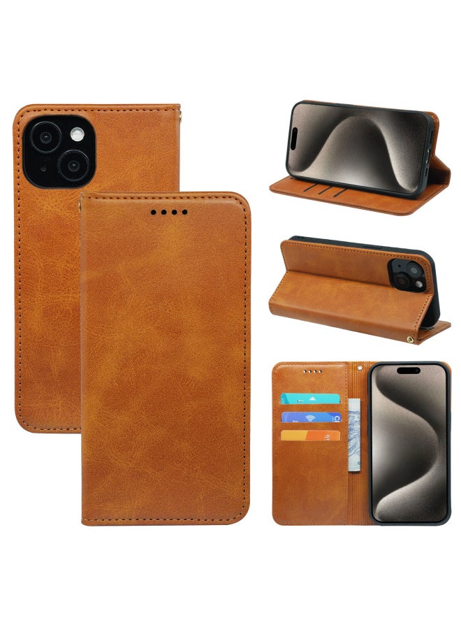 Generic Strong Magnetic Mini-bull Leather Phone Case For 14/se3 2022/For Iphone 13/12/11/7/xr Digital Computer Protective Cover-Color:Yellow-Applicable Model:For AppleFor Iphone 7 Plus/8 Plus  - Image 1