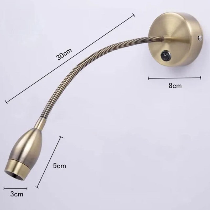 LED Wall Lamp: Bronze Aluminum Alloy 3W 30cm Flexible Gooseneck - Eye-protecting Soft Light Spotlight for Bedroom Reading, Hotel Guest Room - Image 2