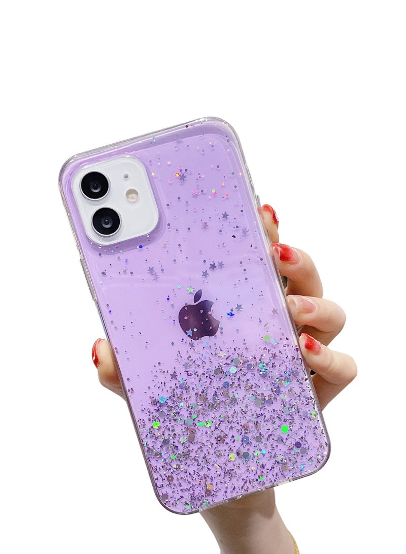جراب سباركلنج بيوتي لهاتف iPhone 15 بتصميم فاخر باللون البنفسجي (بما في ذلك واقي عدسة كاميرا مجاني!) - Image 1