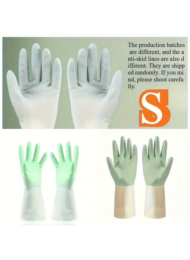 Durable Waterproof Latex Gloves Non Slip Grip Green Dishwashing Cleaning Kitchen - Image 3