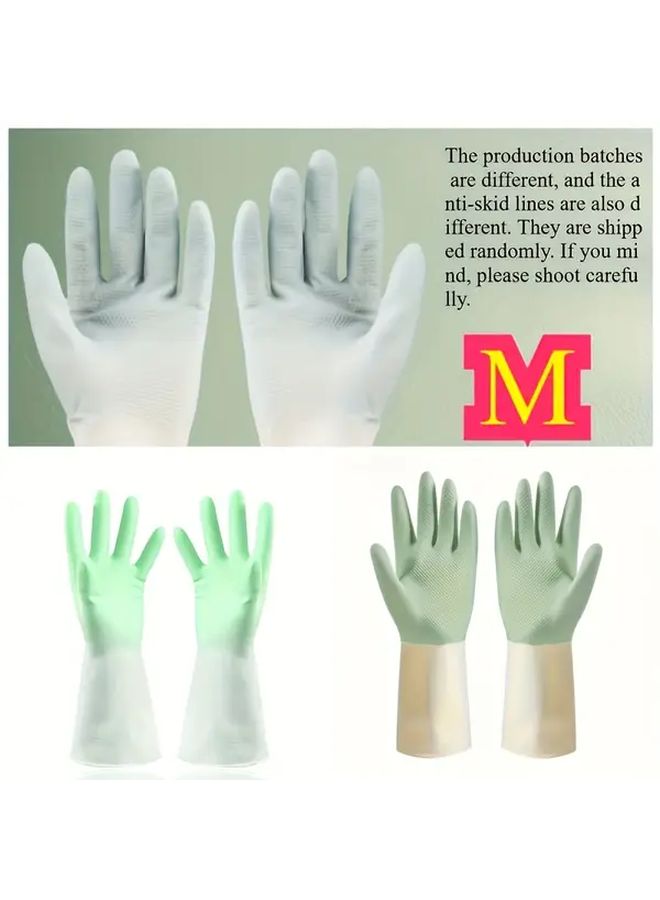 Durable Waterproof Latex Gloves Non Slip Grip Green Dishwashing Cleaning Kitchen - Image 5
