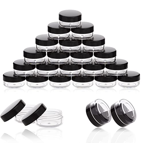 ZEJIA 3 Gram Sample Containers with Lids 50 Count Tiny Sample Jars 3ML Makeup Cosmetic Containers for Lip Balms Lotion Powder Beauty ProductsBlack Lids