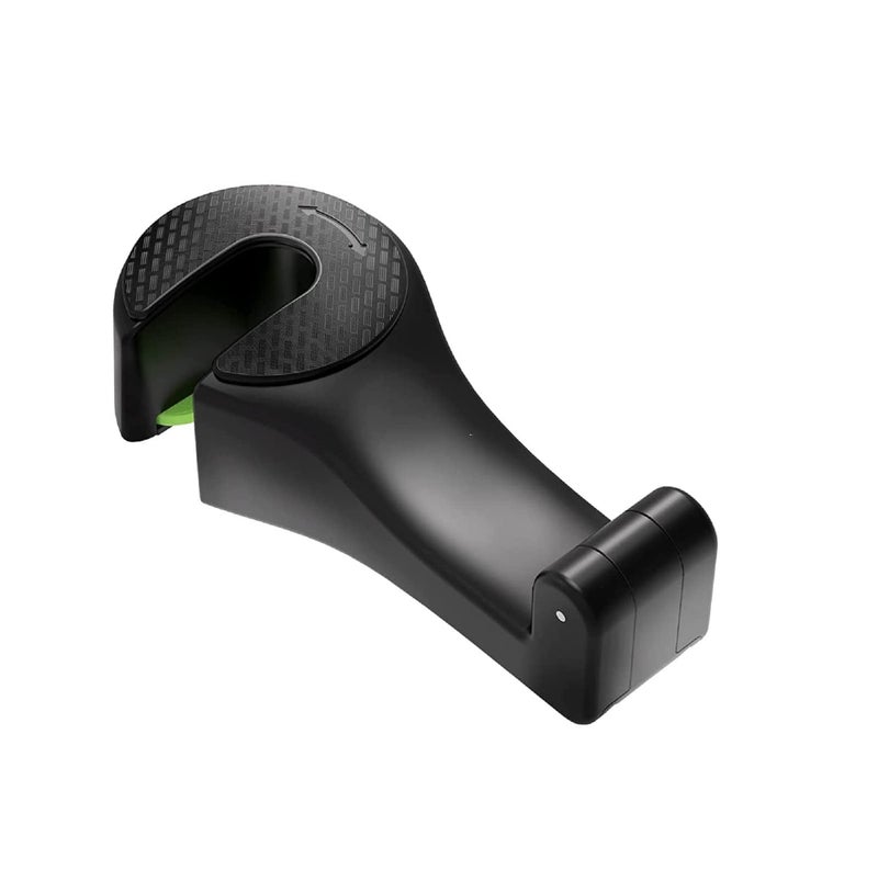 AUGEN Car Seat Headrest Back Hook with Phone Holder Universal and Adjustable for Storage and Organizer (Black) (Pack of 1) - Image 1
