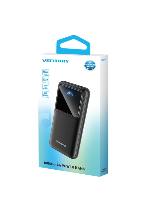 فينشن - بنك طاقة VENTION 10000 مللي أمبير في الساعة (Micro-USB + USB-C + USB-A + USB-A) 22.5 واط شاشة LED سوداء نوع الطراز # FHKB0 - Image 1