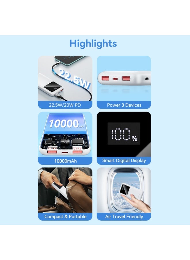 فينشن بنك طاقة VENTION 10000 مللي أمبير في الساعة (Micro-USB + USB-C + USB-A + USB-A) 22.5 واط شاشة LED سوداء نوع الطراز # FHKB0  - Image 2