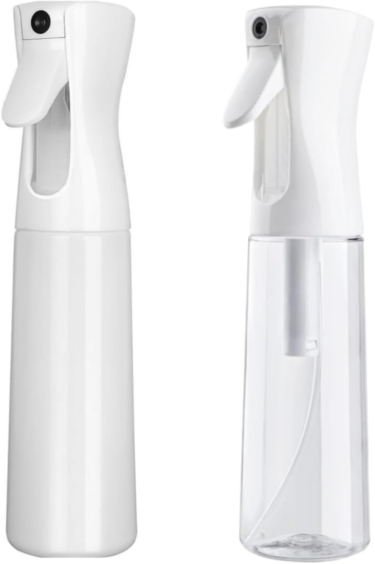 Brvcdh Misto Continuous Spray Bottle with Ultra Fine Mist - 10.1oz/300ml for Hair, Home Cleaning, Salons, Plants, Aromatherapy, and More - Hair Spray Bottle, Barber Accessories (2 Pack) (white) - Image 1