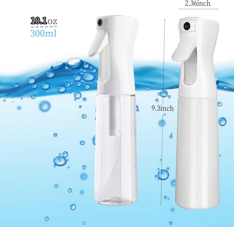 Brvcdh Misto Continuous Spray Bottle with Ultra Fine Mist - 10.1oz/300ml for Hair, Home Cleaning, Salons, Plants, Aromatherapy, and More - Hair Spray Bottle, Barber Accessories (2 Pack) (white) - Image 2