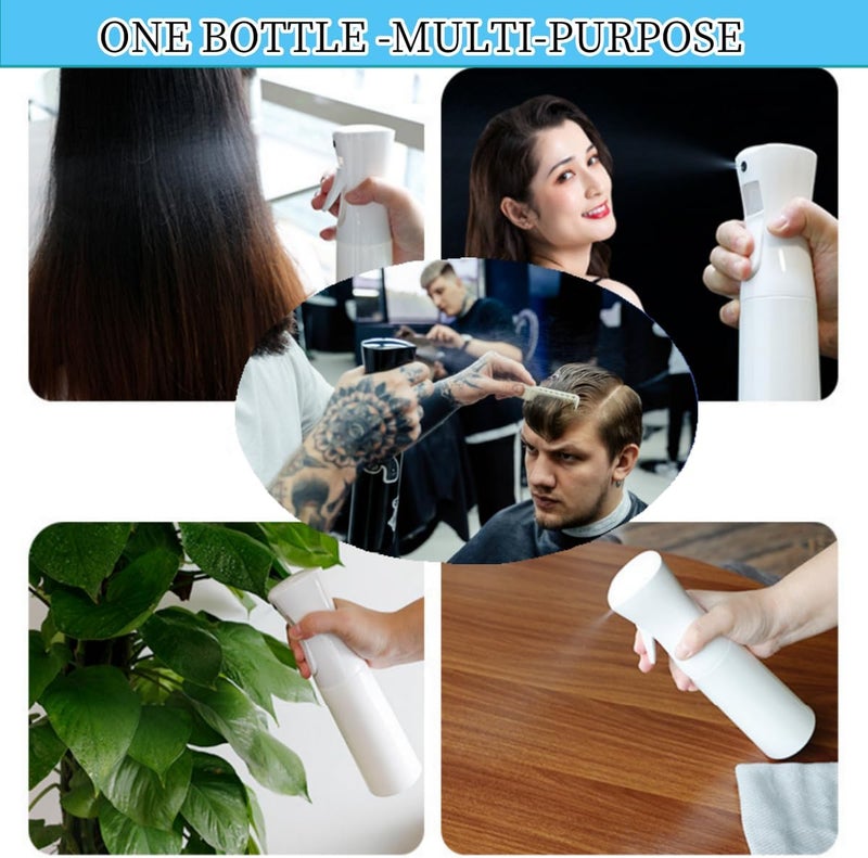 Brvcdh Misto Continuous Spray Bottle with Ultra Fine Mist - 10.1oz/300ml for Hair, Home Cleaning, Salons, Plants, Aromatherapy, and More - Hair Spray Bottle, Barber Accessories (2 Pack) (white) - Image 3