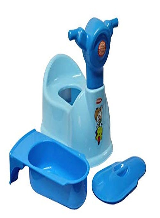aaKaR Sonal - Baby Scooty - Baby Toilet Trainer Potty Seat with Removable Tray, Lid Cover (Pink) (Blue) - Image 1