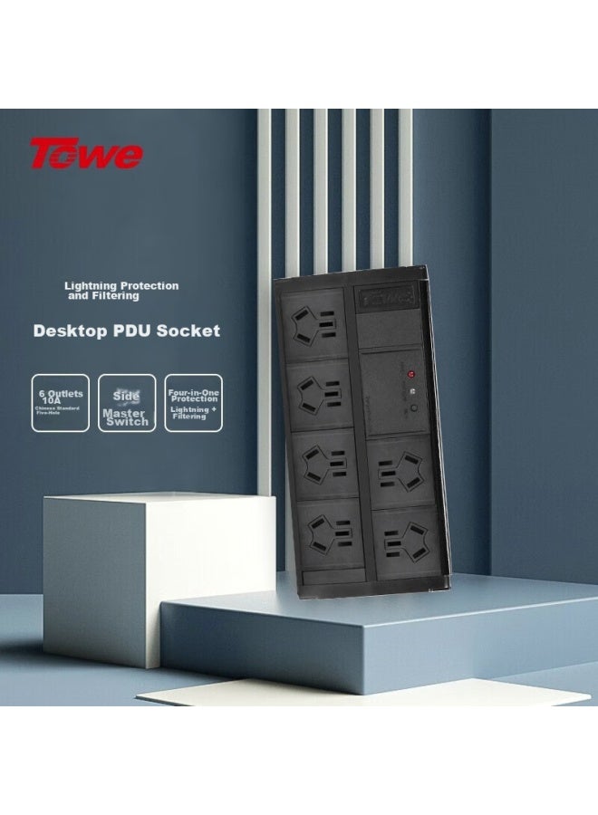 Towe Lightning Protection Filter Desktop Pdu Socket, Surge Protection Socket, Power Filter Socket, Audio-specific Power Purifier, 6-outlet Master Control, Apz-1026sf - Image 1