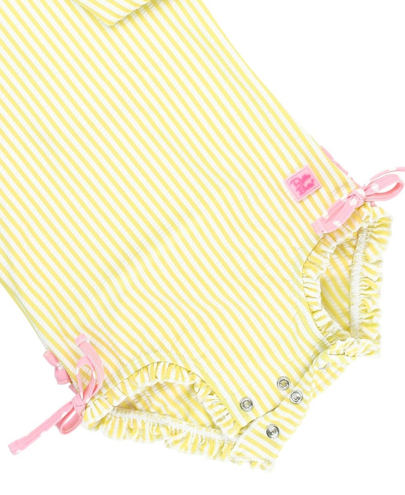 RuffleButts Banana Seersucker Long Sleeve Rash Guard One Piece - 2T - Image 4
