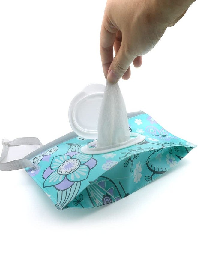 FKEYTO Baby Wipe Dispenser,Portable Refillable Wipe Holder Wipe Dispenser Bag Reusable Travel Wet Wipe Pouch (blue purple) - Image 3