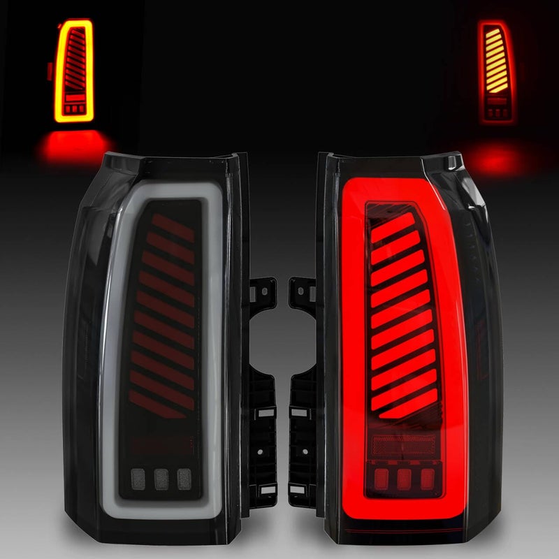 OKSIWA Sequential LED Tail Light for GMC YukonYukon XL 20152020 Tail Lamp with Starting Animated Dynamic Turn Signal Unique Shape Design Rear Lights Brake Reverse LightsClear Lens