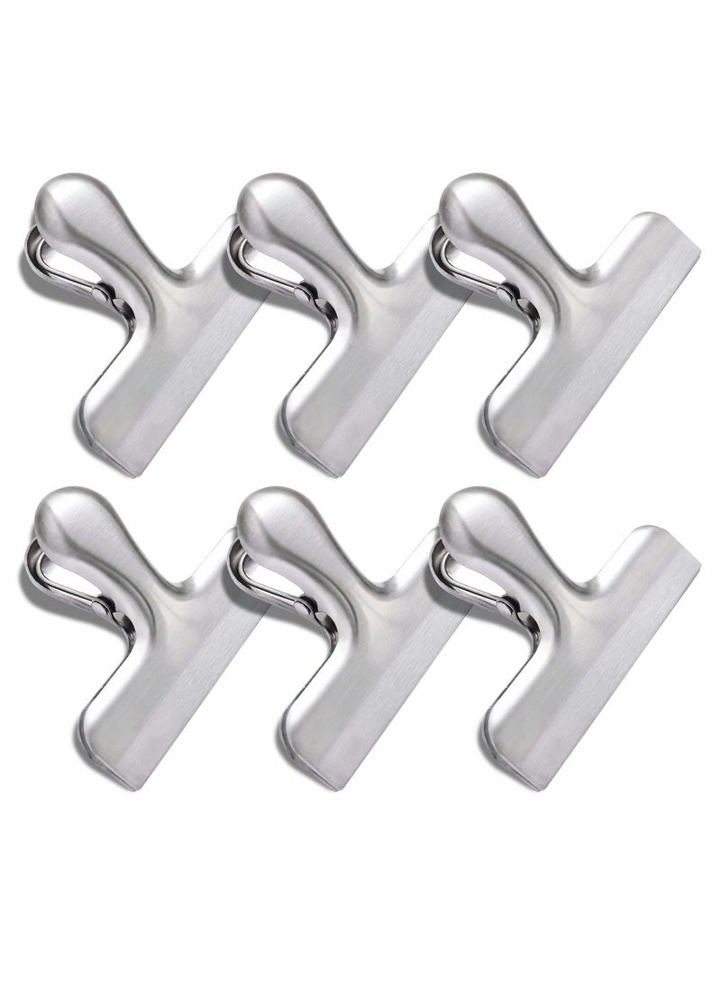 Excefore Stainless Steel Chip Bag Clips Set, 6 Pack Bag Clips, Heavy Duty Clamp Seal Food - Image 1