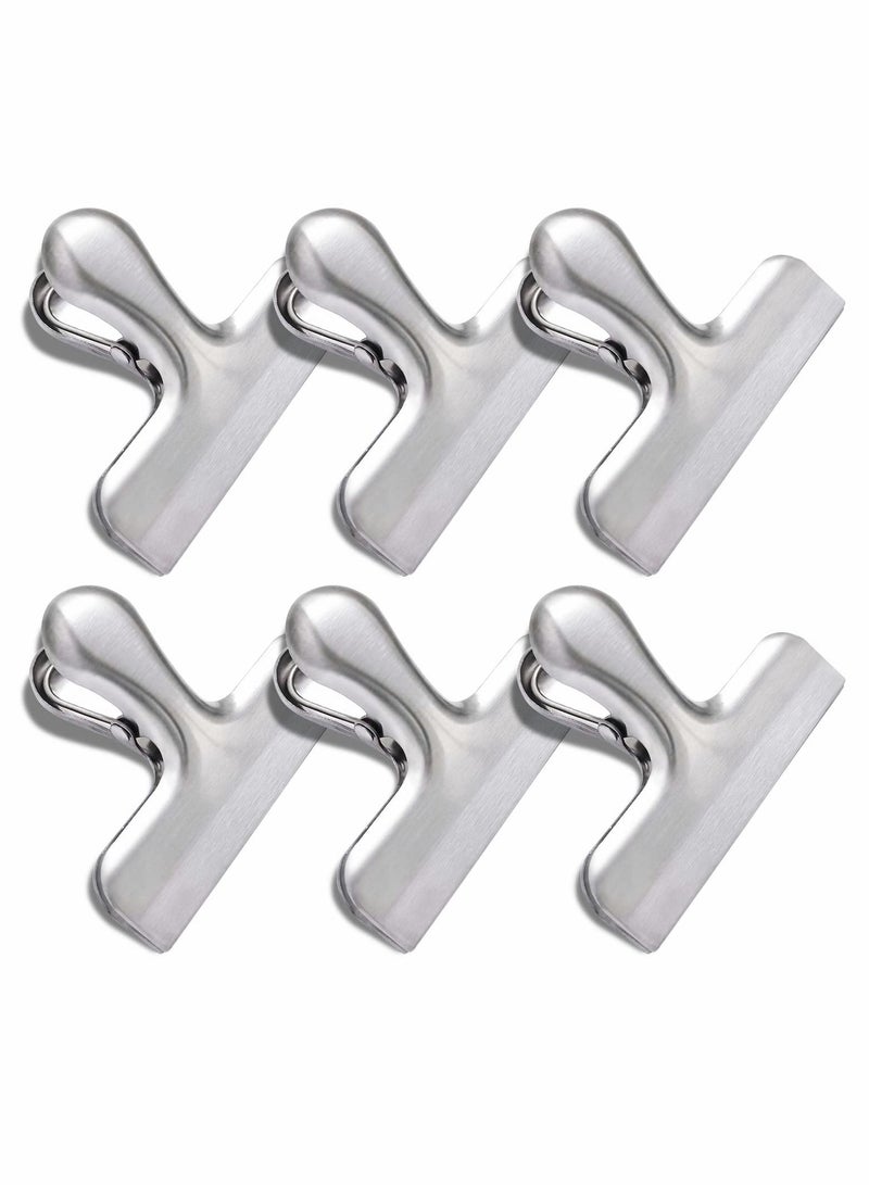 Excefore Stainless Steel Chip Bag Clips Set, 6 Pack Bag Clips, Heavy Duty Clamp Seal Food  - Image 1