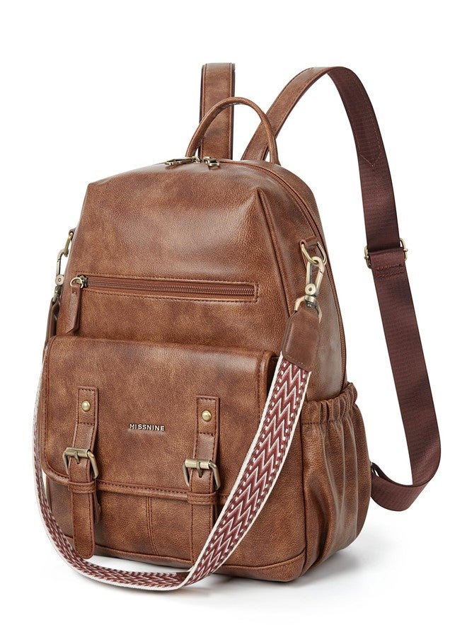 Missnine Backpack Purse for Women, PU Leather Travel Backpack, Designer Shoulder Bag, Ladies Convertible Satchel Bags - Image 1