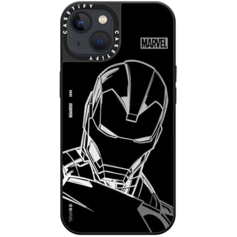 Casetify Mirror iPhone 13 Case 【Iron Man Co-Lab/Reflective / 4.9ft Drop Protection/Compatible with Magsafe】 - Iron Man - Black - Silver on Black - Image 3