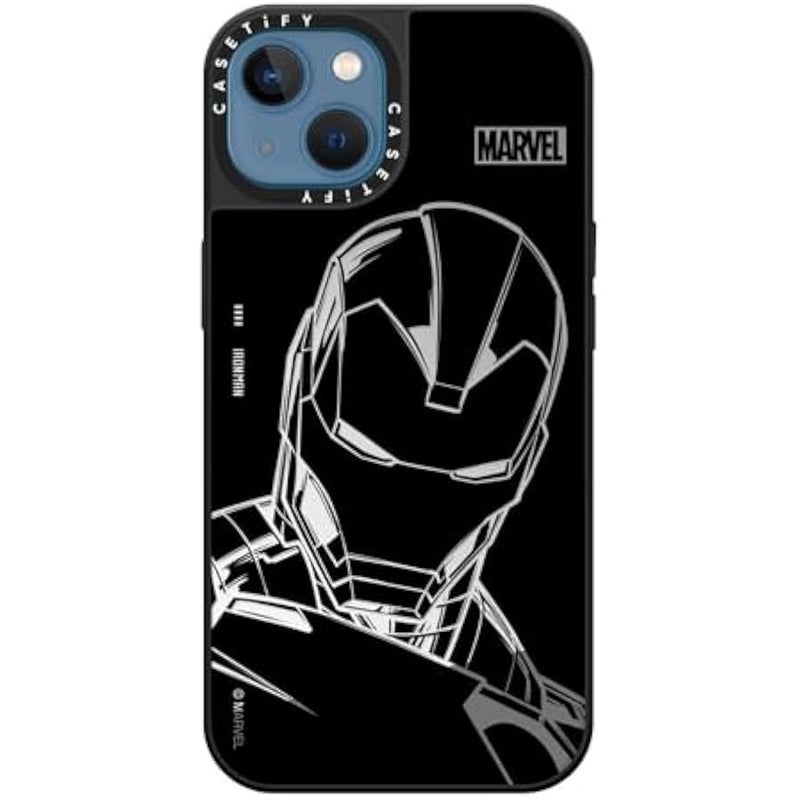 Casetify Mirror iPhone 13 Case 【Iron Man Co-Lab/Reflective / 4.9ft Drop Protection/Compatible with Magsafe】 - Iron Man - Black - Silver on Black - Image 4