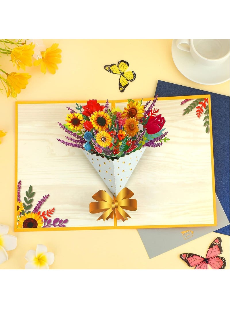 BUKELA 3D Pop-up Flower Greeting Card, Birthday Cards, Mother's Day Card, Bouquet Celebration Card with Sunflower for Romance Anniversary, Festivals, Graduation, Wife, Teacher - pzsku/Z024C46B4AA831FB1B745Z/45/_/1705372192/ac7853ae-8156-4d15-93ea-df1ce0741d8a