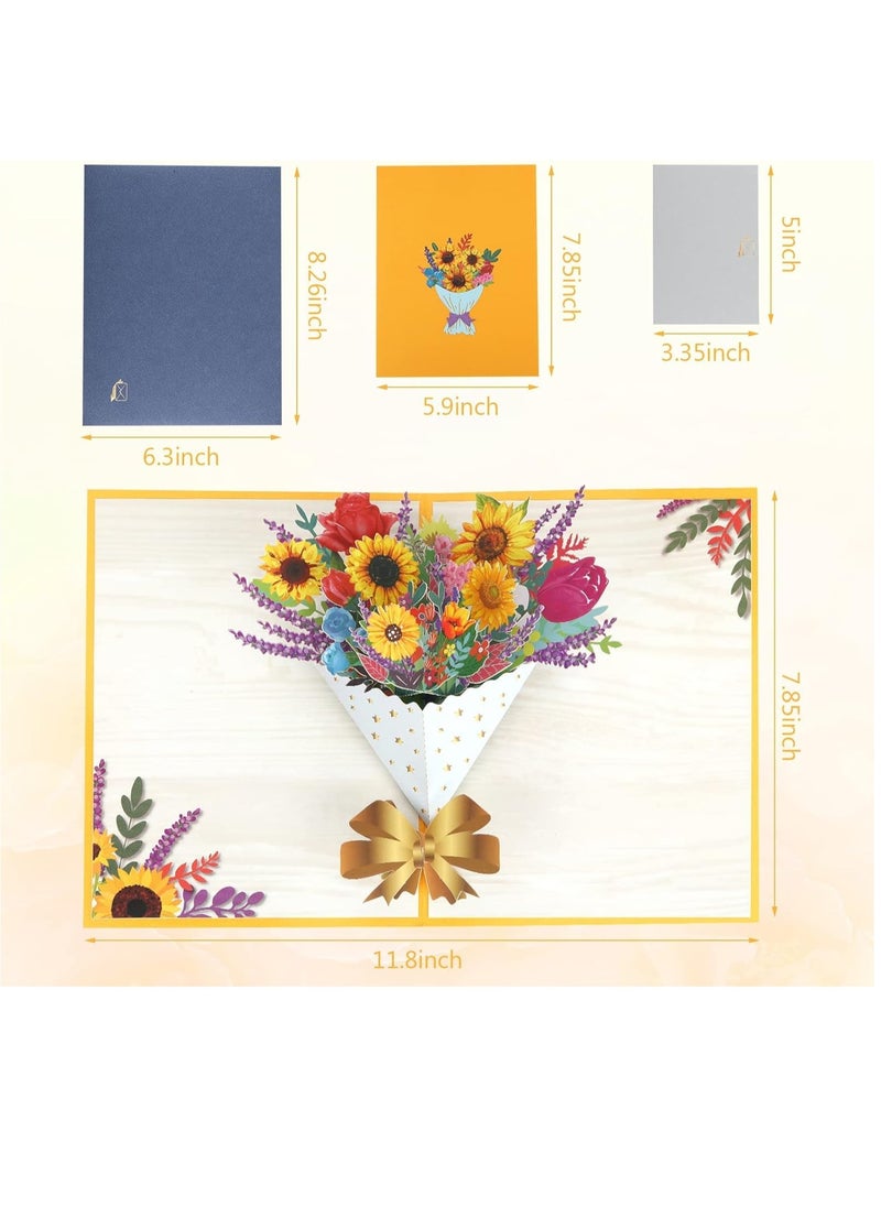 BUKELA 3D Pop-up Flower Greeting Card, Birthday Cards, Mother's Day Card, Bouquet Celebration Card with Sunflower for Romance Anniversary, Festivals, Graduation, Wife, Teacher - pzsku/Z024C46B4AA831FB1B745Z/45/_/1705372193/c8d2eba5-e06f-432b-a139-3fe993300f73