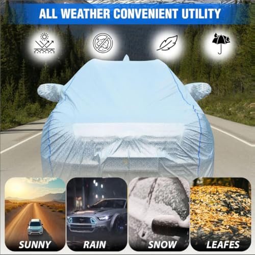 CABIUS 100% Waterproof Car Body Cover for Maruti Suzuki Brezza New with Mirror Pocket, Heat & UV Resistant, Triple Stitched, Soft Lining, Bottom Elastic & Piping (Silver Reflective) - Image 2