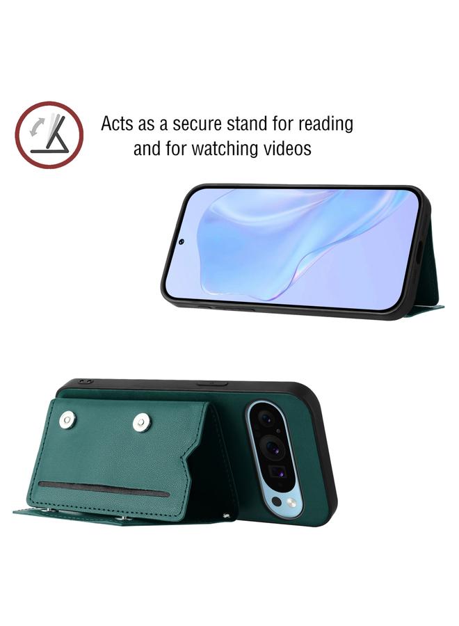 The Bros Phone Case For Google Pixel 9 Skin Feel Four Card Slots Phone Phone Case with Wrist Strap - Image 4