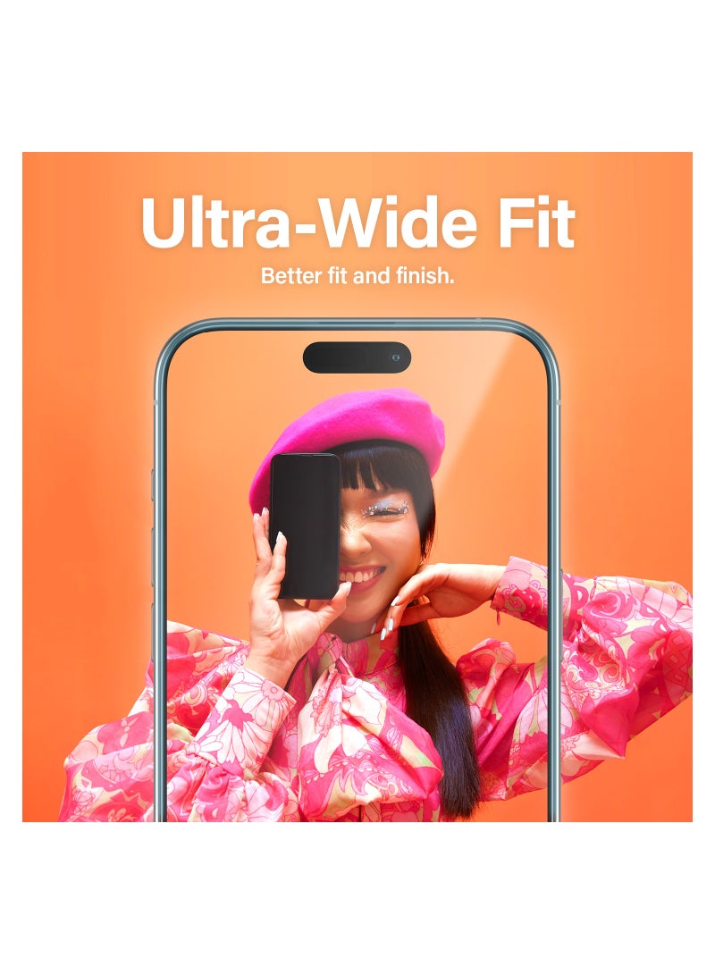 PanzerGlass واقي شاشة مقاوم للخدش PanzerGlass™ لهاتف Apple iPhone 15 Pro Max - مقاس واسع للغاية وشاشة شفافة للغاية ومقاومة للصدمات وحماية من السقوط مع مساعدة في التركيب لسهولة التركيب - Image 3