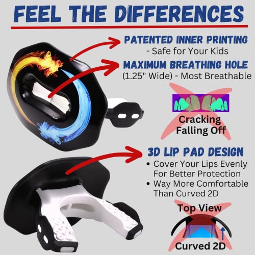 Oral Mart Football Mouth Guard (Ice & Fire) - Lip Guard Mouthpiece - Football Mouthguard Pacifier Protector with Detachable Strap - Image 2