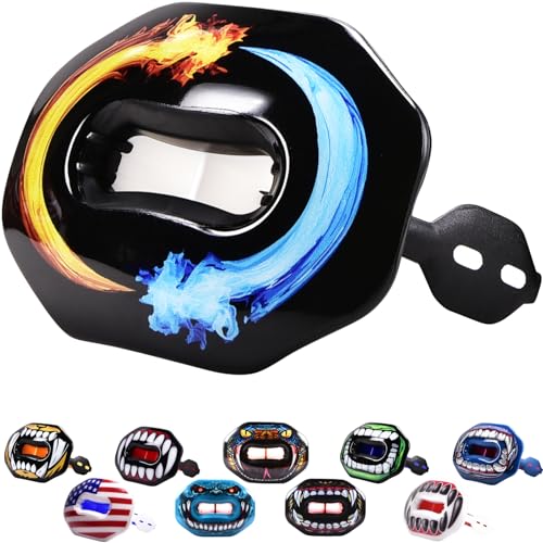 Oral Mart Football Mouth Guard (Ice & Fire) - Lip Guard Mouthpiece - Football Mouthguard Pacifier Protector with Detachable Strap - Image 1