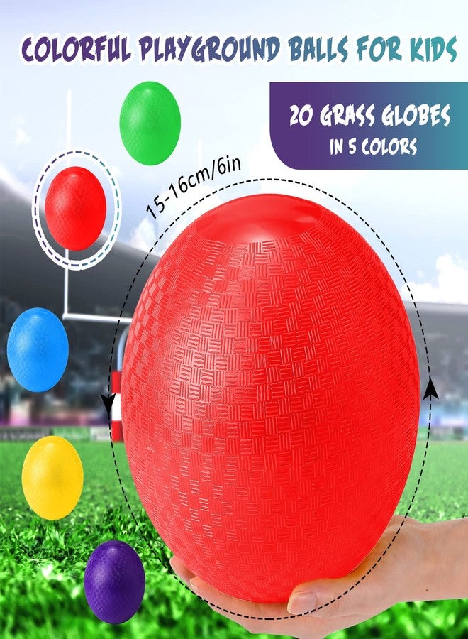 Macarrie 20 Pcs 6 Inches Playground Dodgeball Kick Balls for Kids Adults Colorful Inflatable Balls Handballs Soccer Basketball Handball Games Camps Schools Outdoors - Image 2