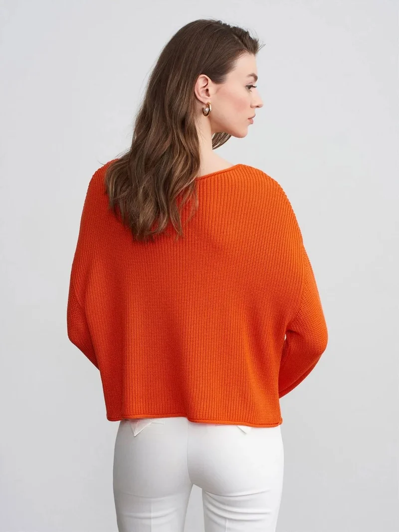ديلفين Dilvin Women's Ribbed Boat Neck Knit Sweater