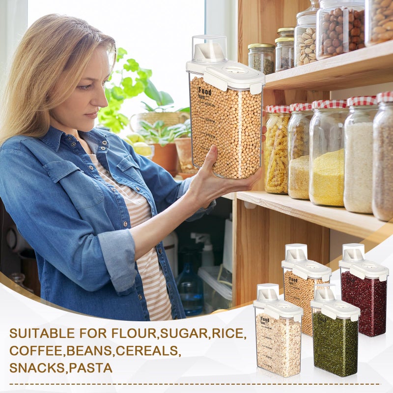 Blushtier 4 PCS Cereal Containers Storage 2.8L Airtight Large Dry Food Containers with Pouring Spout Cereal Storage Dispenser Measuring Cup for Flour and Baking Supplies, White - Image 4