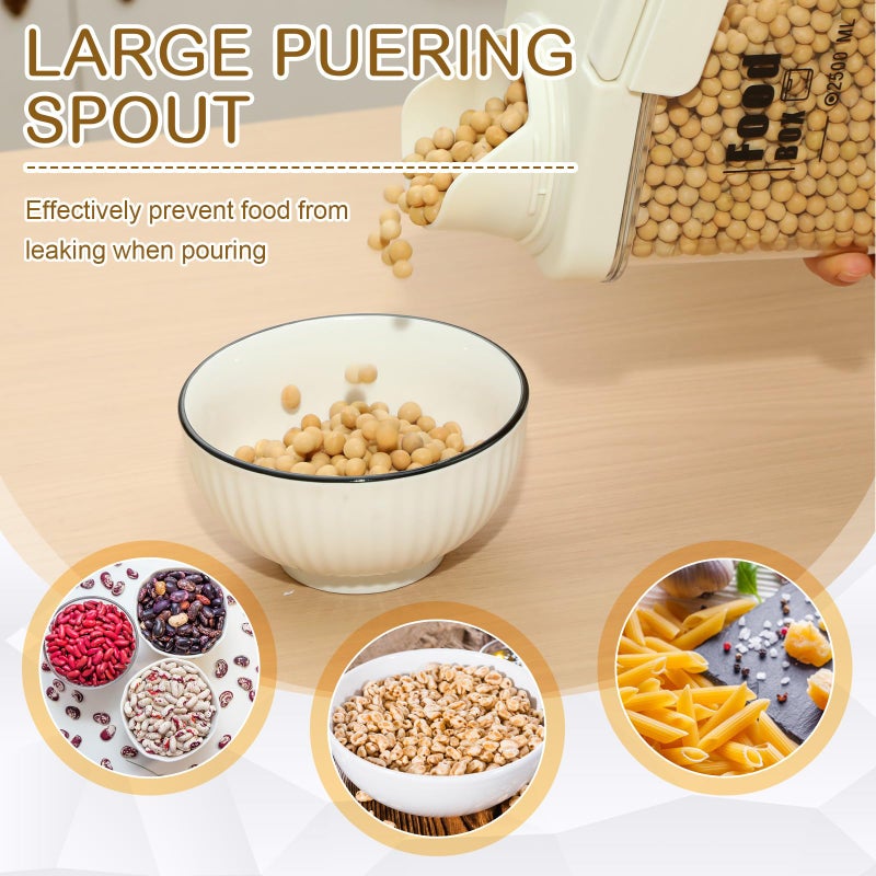 Blushtier 4 PCS Cereal Containers Storage 2.8L Airtight Large Dry Food Containers with Pouring Spout Cereal Storage Dispenser Measuring Cup for Flour and Baking Supplies, White - Image 3