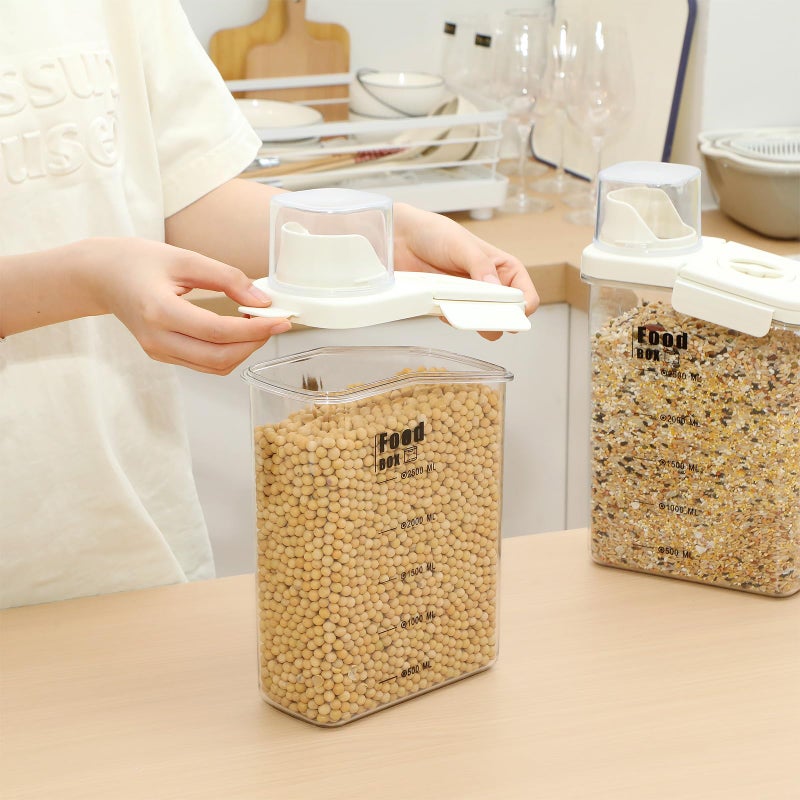 Blushtier 4 PCS Cereal Containers Storage 2.8L Airtight Large Dry Food Containers with Pouring Spout Cereal Storage Dispenser Measuring Cup for Flour and Baking Supplies, White - Image 5