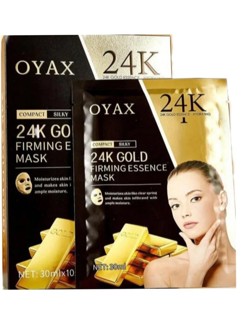 OYAX 24K Gold Firming Face Mask- Anti Aging, Hydrating, Toning & Firming Facial Mask - Helps Reduce Wrinkles & Fine Lines - With Hyaluronic Acid & Collagen - Image 1