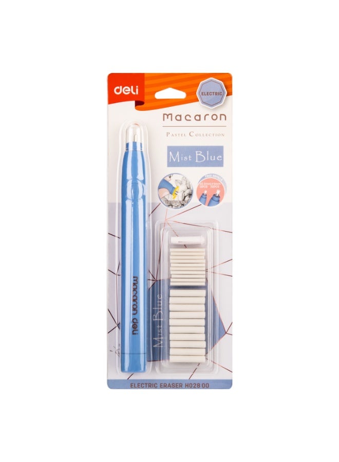 Deli ممحاة كهربائية دلي H02800 - خالية من PVC، غير سامة، نوعان من التعبئة (10×φ5mm، 10×φ2.5mm)، أزرق ضبابي وأخضر نعناعي، 178×17×18mm - Image 2