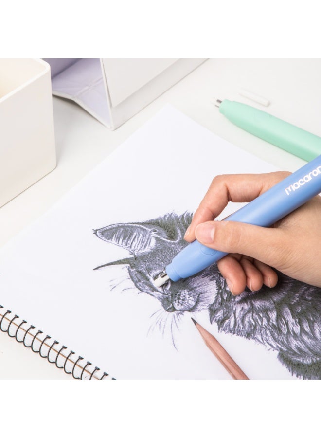 Deli ممحاة كهربائية دلي H02800 - خالية من PVC، غير سامة، نوعان من التعبئة (10×φ5mm، 10×φ2.5mm)، أزرق ضبابي وأخضر نعناعي، 178×17×18mm - Image 5