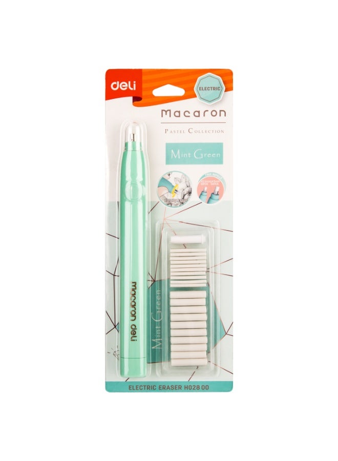 Deli ممحاة كهربائية دلي H02800 - خالية من PVC، غير سامة، نوعان من التعبئة (10×φ5mm، 10×φ2.5mm)، أزرق ضبابي وأخضر نعناعي، 178×17×18mm - Image 3