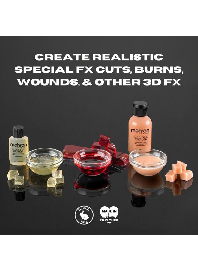 mehron جل مكياج 3-D | مكياج تأثيرات خاصة بالجيلاتين | جل تأثيرات الهالوين والندوب | جلد مزيف للمسرح، الشاشة، المسرحيات، الكوسبلاي، والهالوين (2 أونصة) (لون البشرة) - Image 3
