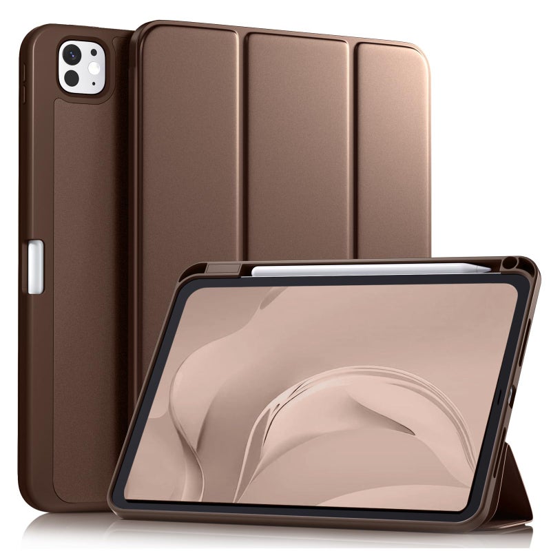 Akkerds for iPad Pro 11 Inch Case (M5/M4) 2025/2024 6th/5th Generation with Pencil Holder, for iPad Pro Case 11 Inch with Trifold Stand Protective Cover/Soft TPU Back, Auto Wake/Sleep, Darkbrown - Image 1