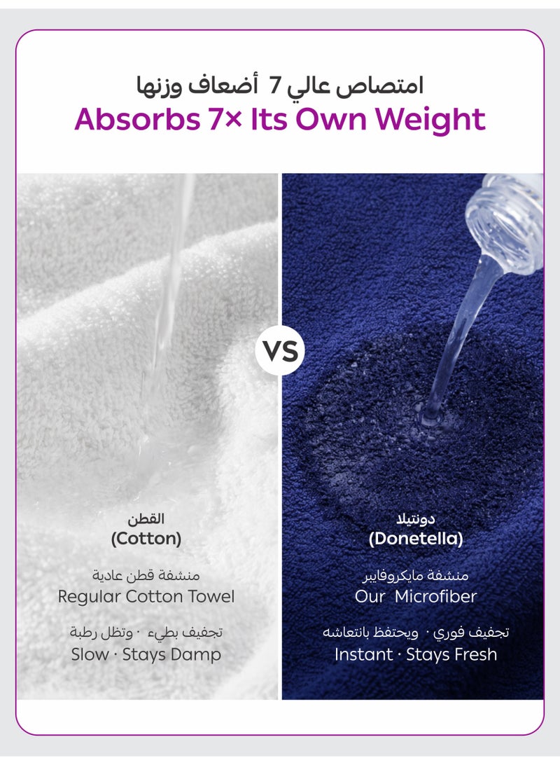 دوناتيلا منشفة يد (عبوتان، 50 × 90 سم) - مايكروفايبر 330 GSM - فائقة النعومة وعالية الامتصاص وسريعة الجفاف، خفيفة الوزن بلون سادة للحمام، الجيم، السبا والسفر. - Image 5