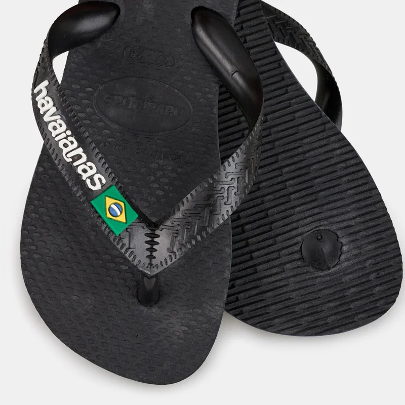 Havaianas Black Brasil Logo Flip Flops  | Best Price UAE