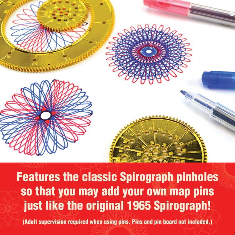 Spirograph Die-Cast Collectors Set â€“ Special Edition, Arts and Crafts, Kids Toys, Art Supplies, Craft Supplies, Drawing Kit, Spiral Art, Metal Gear Design Kit, Pens, Design Sheet Included, Ages 8+ - Image 5
