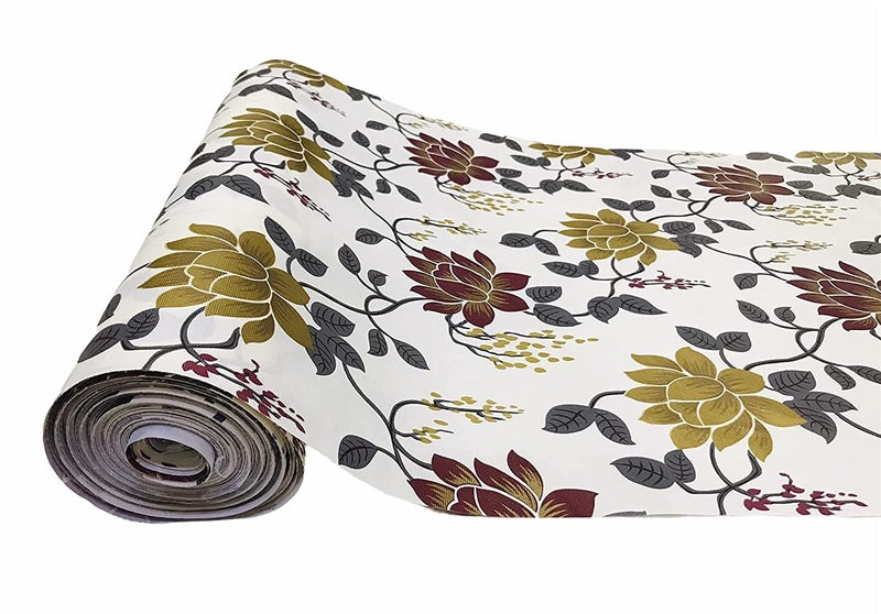 Homerz Shelf Liners for Kitchen Shelves, Shelf Liners for cupboards, Shelves Covers Sheets mat roll for Wardrobe, Drawer mats Liners for Kitchen, 100% Waterproof (10 Meter, Brown Lotus) - Image 1